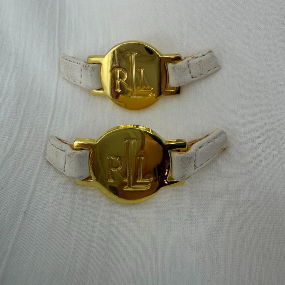 Ralph Lauren Gold Tone Logo Buckle Set Shoe Bag Repair Parts Vintage